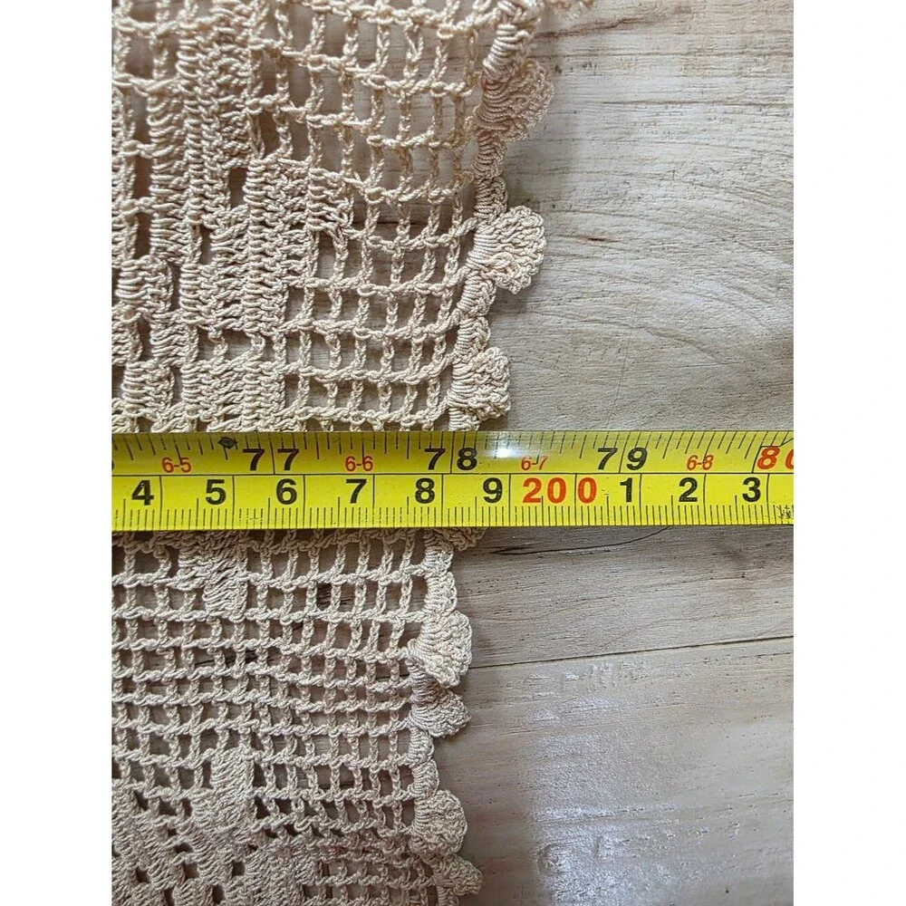 Vtg Ecru Crochet Tablecloth 51x78